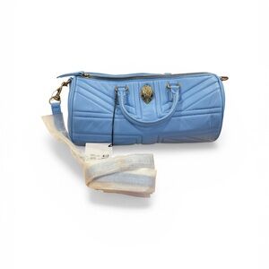 Kurt Geiger Kensington Rare Leather Blue Quilted Barrel Bag NWT